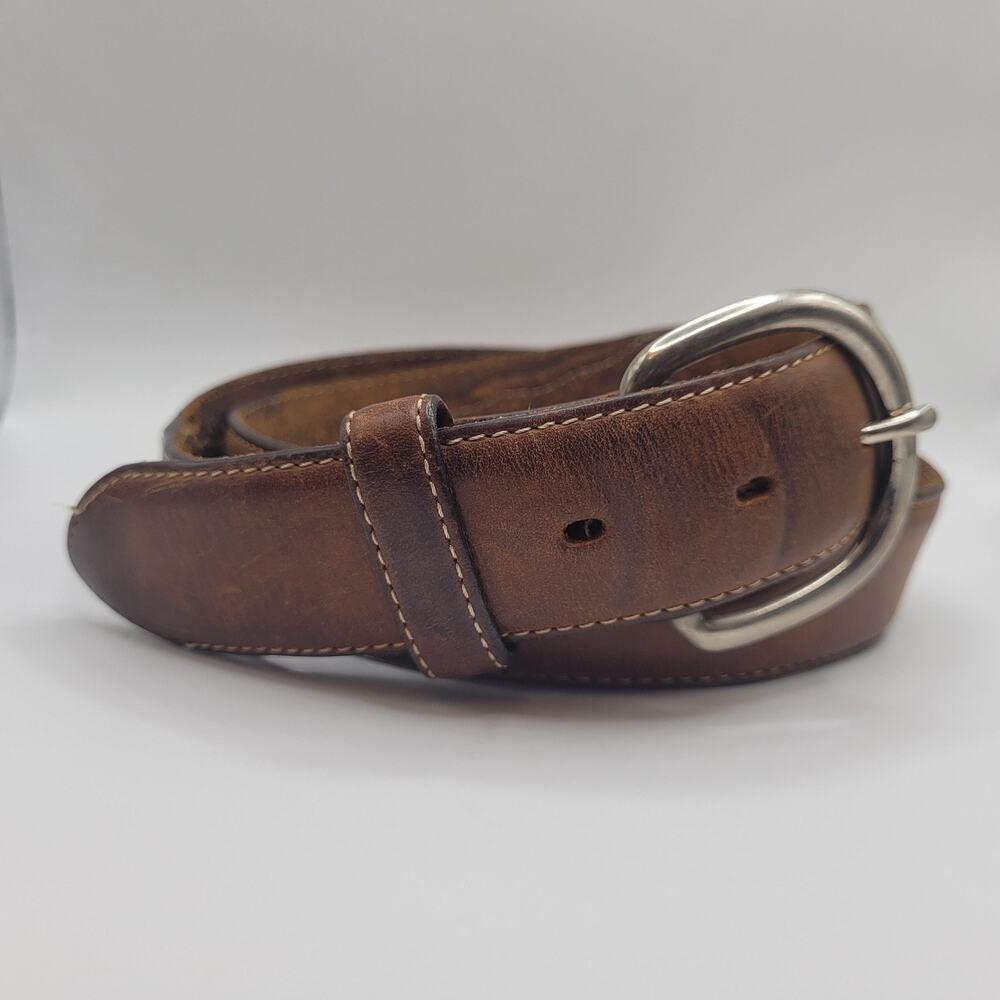 Silver Creek Classics Belt Mens 32‎ Brown Leather Work Casual Stitched Buckle